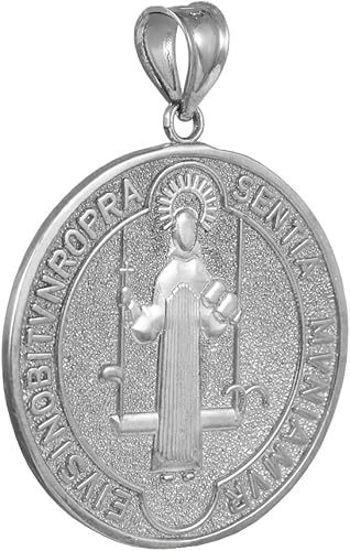 Sólida plata de ley 925medalla de SAN Benito Protección Encanto Colgante diámetro de 236