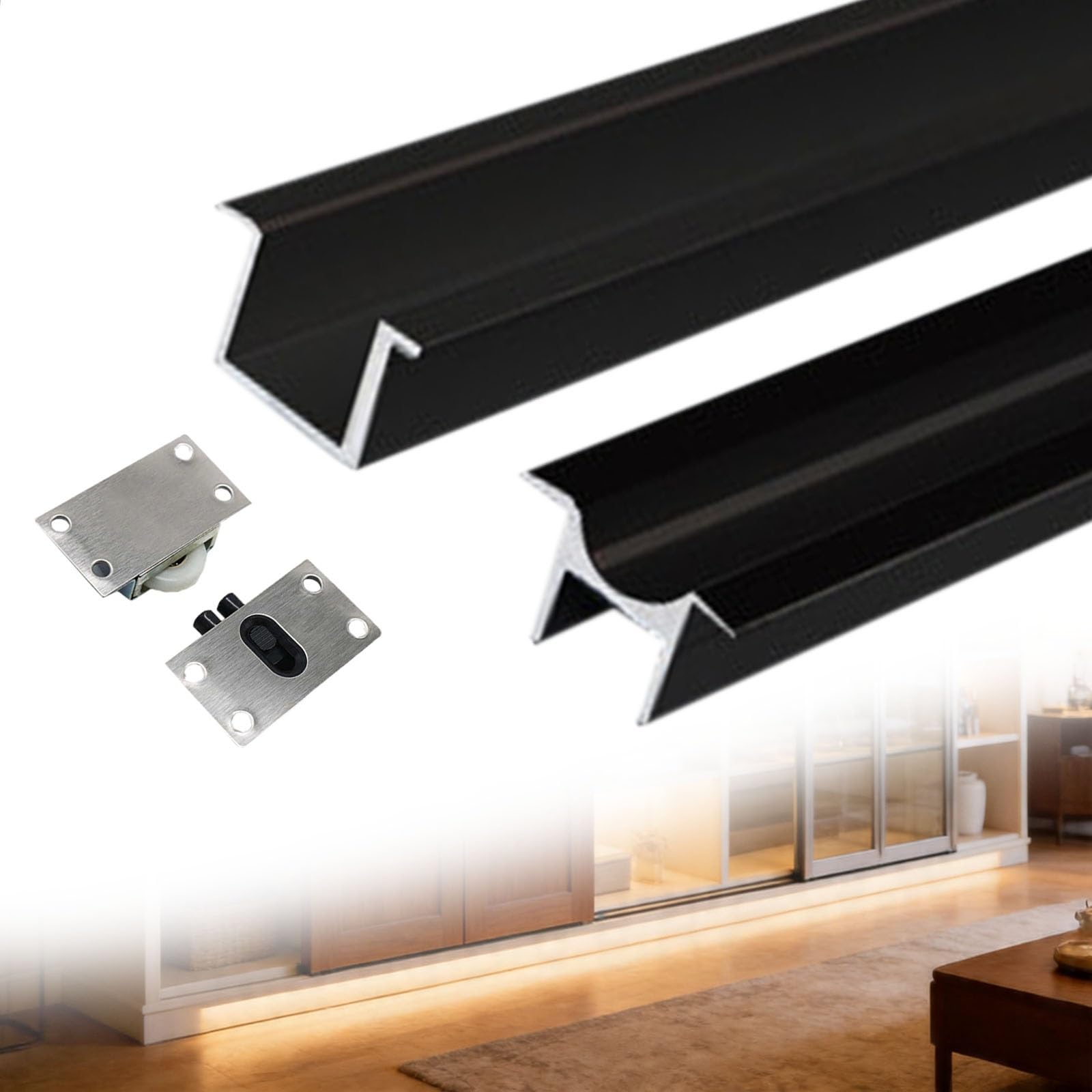Kit rail de porte coulissante en aluminium pour armoire de balcon