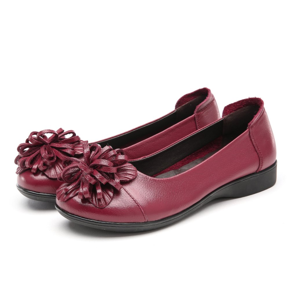 Espadrilles cuir souple chaussures plates bout rond mode taille 25.3cm - 3