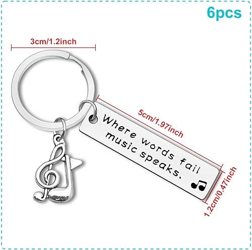 Miniatura 2 de Llavero de regalo de música Where Words Fail Music Speaks Keyring Music Lover Regalo de agradecimiento para profesores de música, estudiantes,