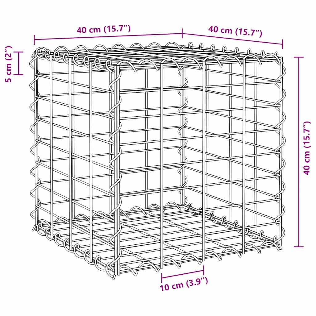 vidaXL Lit Surélevé Cube à Gabion Jardinière Surélevée de Fleurs Plantes Panier à Pierres Jardin Terrasse Extérieur Fil d'acier 40x40x40 cm