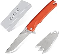 Vista 8 de Cuchillo plegable de bolsillo 9TiEDC, 4 piezas de cuchillas reemplazables, cuchilla de acero 440 de 3.5" con mango G10, cuchillo EDC con clip