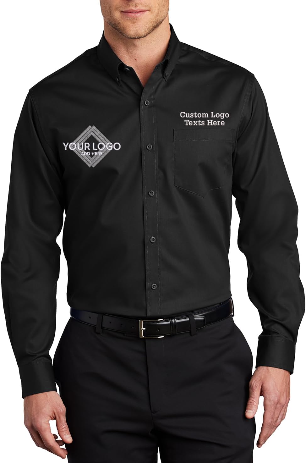 INK STITCH Men S663 Custom Embroidery Add Logo Texts SuperPro Twill Dress Shirts