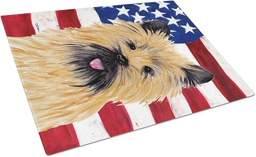 Miniatura 3 de Caroline's Treasures SS4220LCB - Bandera estadounidense con tabla de cortar de vidrio siberiano Husky grande, 12 pulgadas de alto x 16 pulgadas de