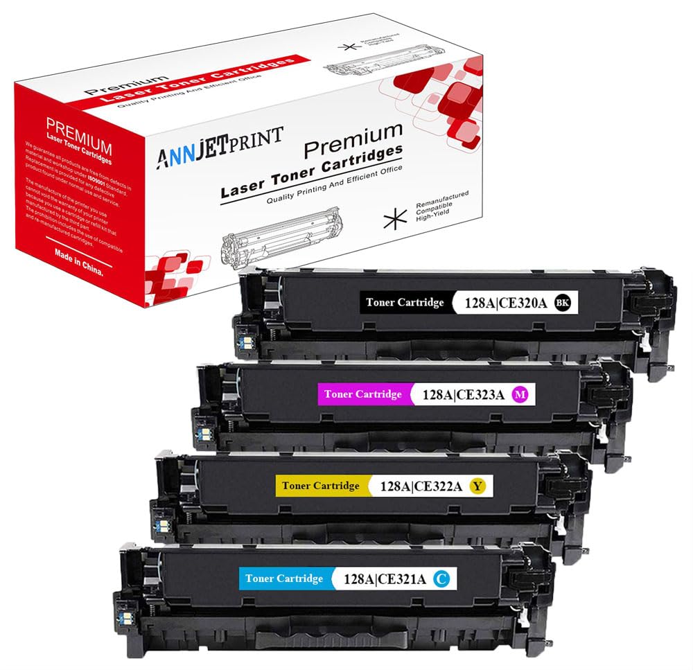 （with chip）131A 128A 125A CF210A CE320A CB540A Compatible with HP Laserjet Cp1210 1215 Cp1510 1515 1518 Cm1300 Cm1312Nfi Cm1415Fnw Cp15 Printer 25Nw 25Nw fpm276N(1 Black, 1 Cyan, 1 Magenta, 1 Yellow)