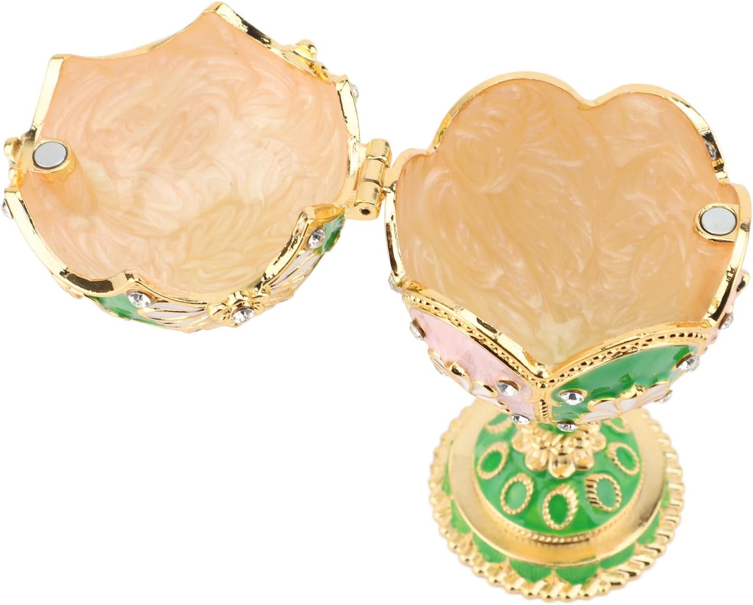 Metallmarket Easter Egg Shaped Jewellery Box Hand-Painted Decorative Rhinestone Stands Alloy Hinges Injured Jewellery Box Small Jewellery Box Jewellery Box Jewellery Box