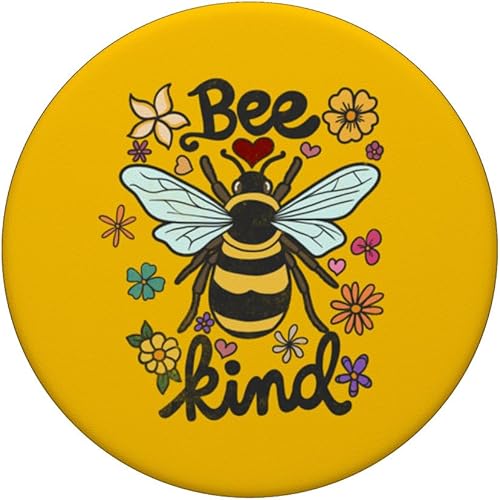 Miniatura 3 de Cool Bee Kind Flower Funny Bumble Bee Women Girls PopSockets Standard PopGrip