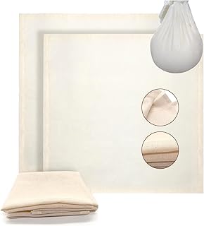 Étamine Alimentaire 2pcs Torchons à fromage 50 x 50cm Grade 100 Coton non blanchi Pour fromage fait maison jus lait de noix tofu yaourt et jus de légumes Tissu à Fromage Réutilisable Facile à Nettoyer