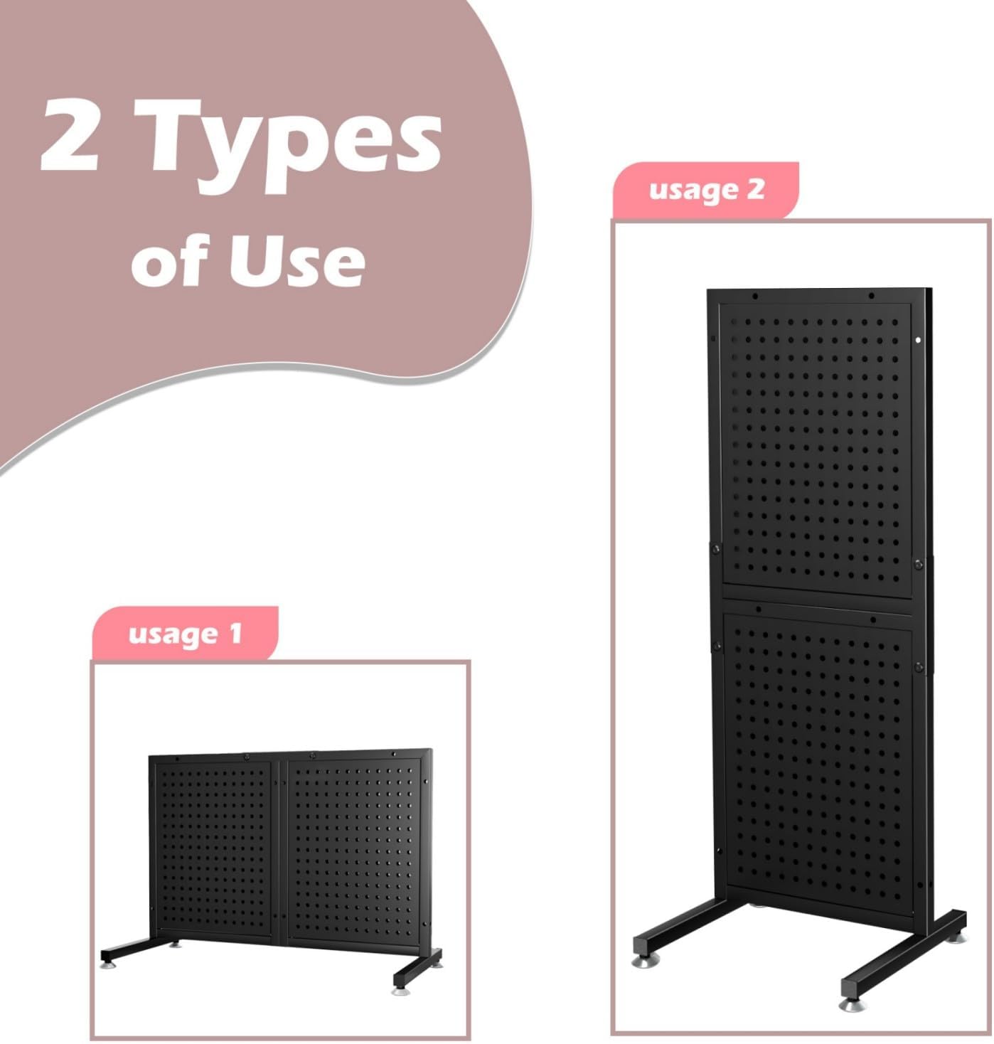 Metal Pegboard Shelf - Peg Board Display Wall Mount with 24 Hooks, 12.5x32.8 In Portable Garage Desktop Pegboard Organizer Retail Display Rack For Jewelry Hair Accessories, Mobile Phone Shop/Black