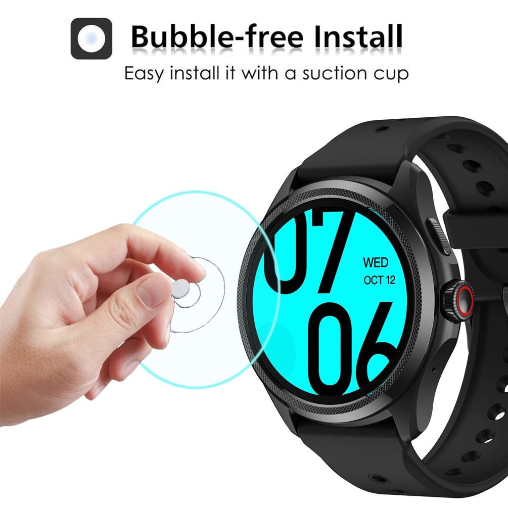 Yoomigle 4 Pack Compatible with Ticwatch Pro 5 Screen Protector Tempered Glass for Ticwatch Pro5 Smartwatch Screen Protectors Cover Foils Glass Anti-Scratch Anti-Fingerprint No Bubble - Image 4
