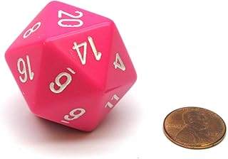 Pink Opaque Die with White Numbers D20 34mm (1.34in) Pack of 1 Chessex