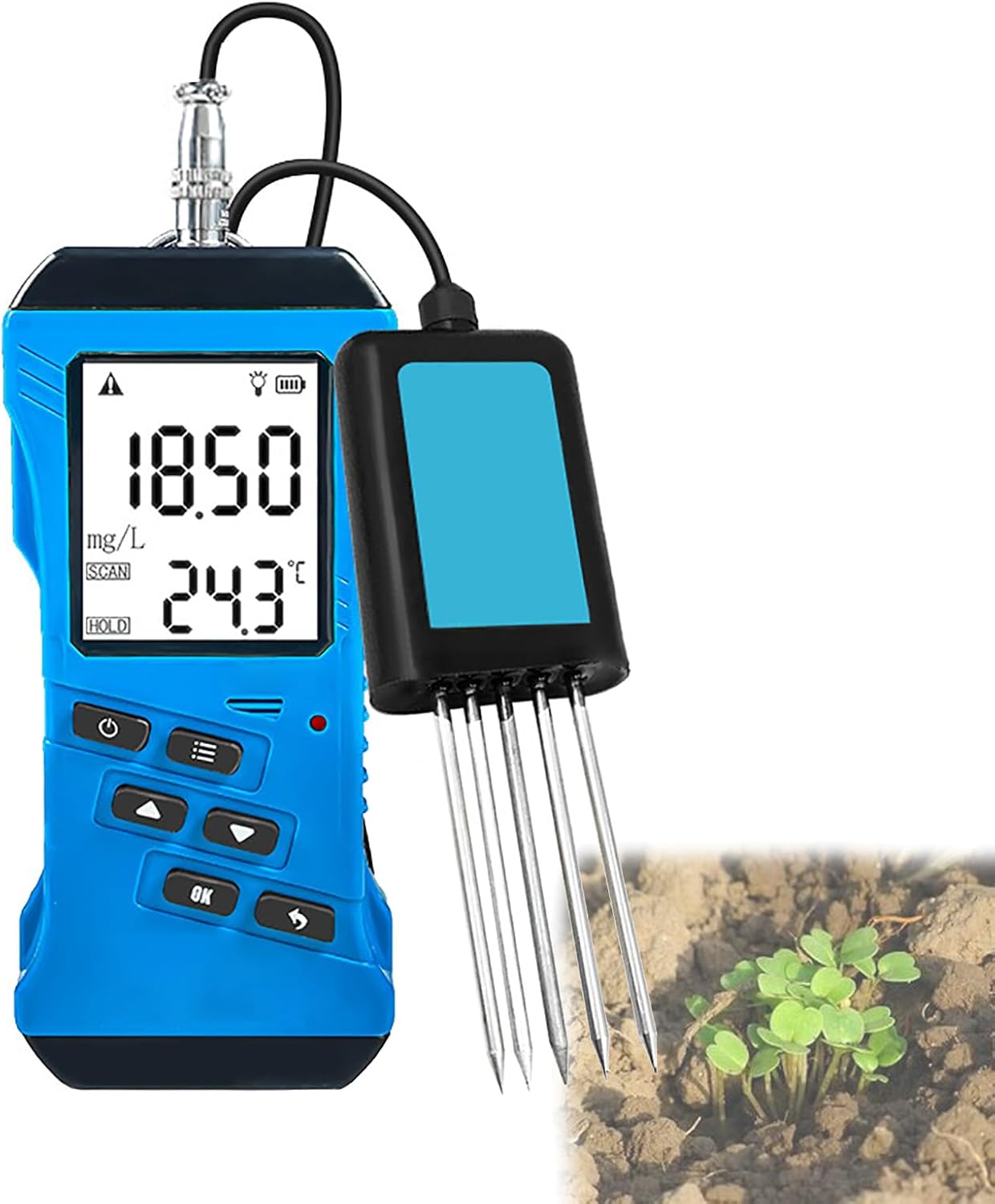 7-in-1 Soil Test Meter for Garden & Lawn - pH, Moisture, Temperature, Conductivity, NPK Tester for Plant Care, Indoor & Outdoor Gardening, Farming Tools