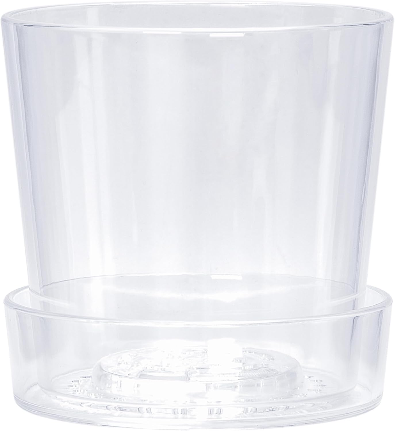 Phoenix Vine 6.5 Inch Clear Acrylic Planter Pot with Tray, Orchid Pot with Drainage Holes, Deep Saucer for Bottom Watering, Transparent Containers for Indoor Plants, Herbs, Set of 1, 91-A-F-1