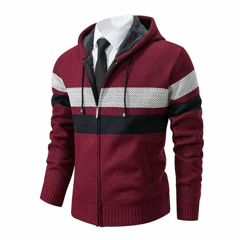 Suéter de punto con capucha que combate el frío con estilo casual 2