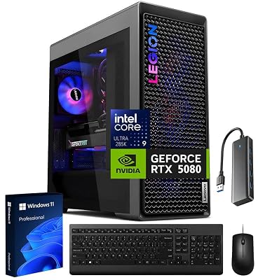Lenovo Legion Tower 7i Gen 10 Gaming Desktop PC, RTX 5080 16GB GDDR7, Intel Core Ultra 9 285K, 64GB DDR5 5600MT/s, 8TB SSD, Legion Coldfront Cooling, Windows 11 Pro, KB & Mouse
