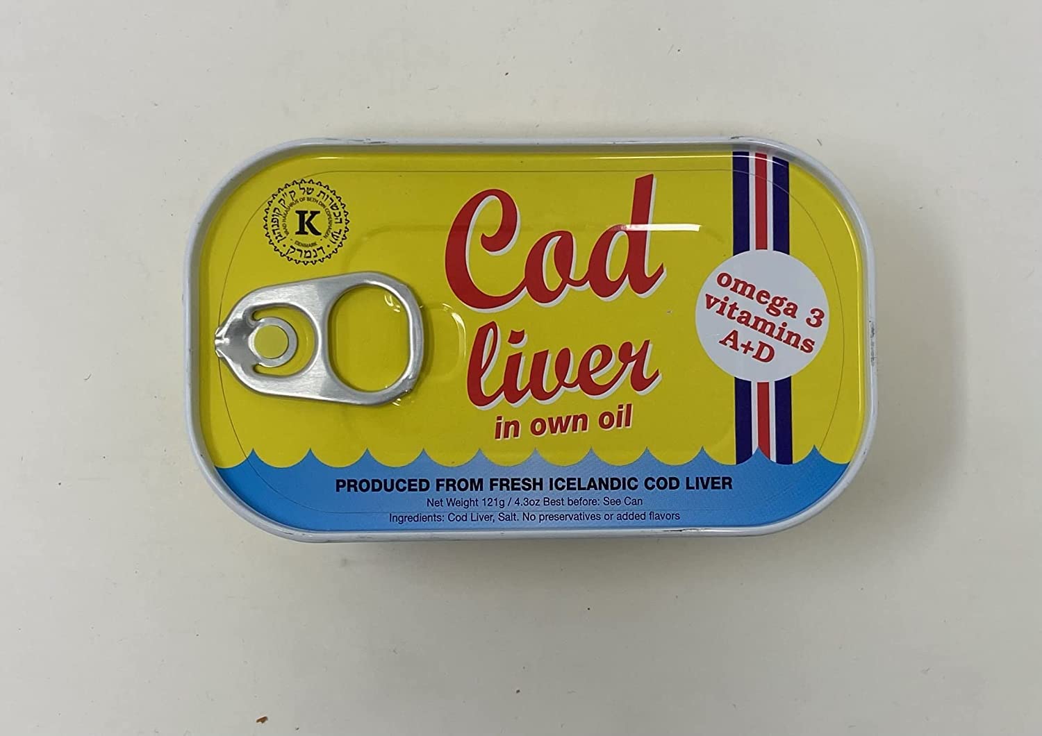 Threeline Icelandic Natural Cod Liver in Own Oil 121g / 4.3 Oz (6)