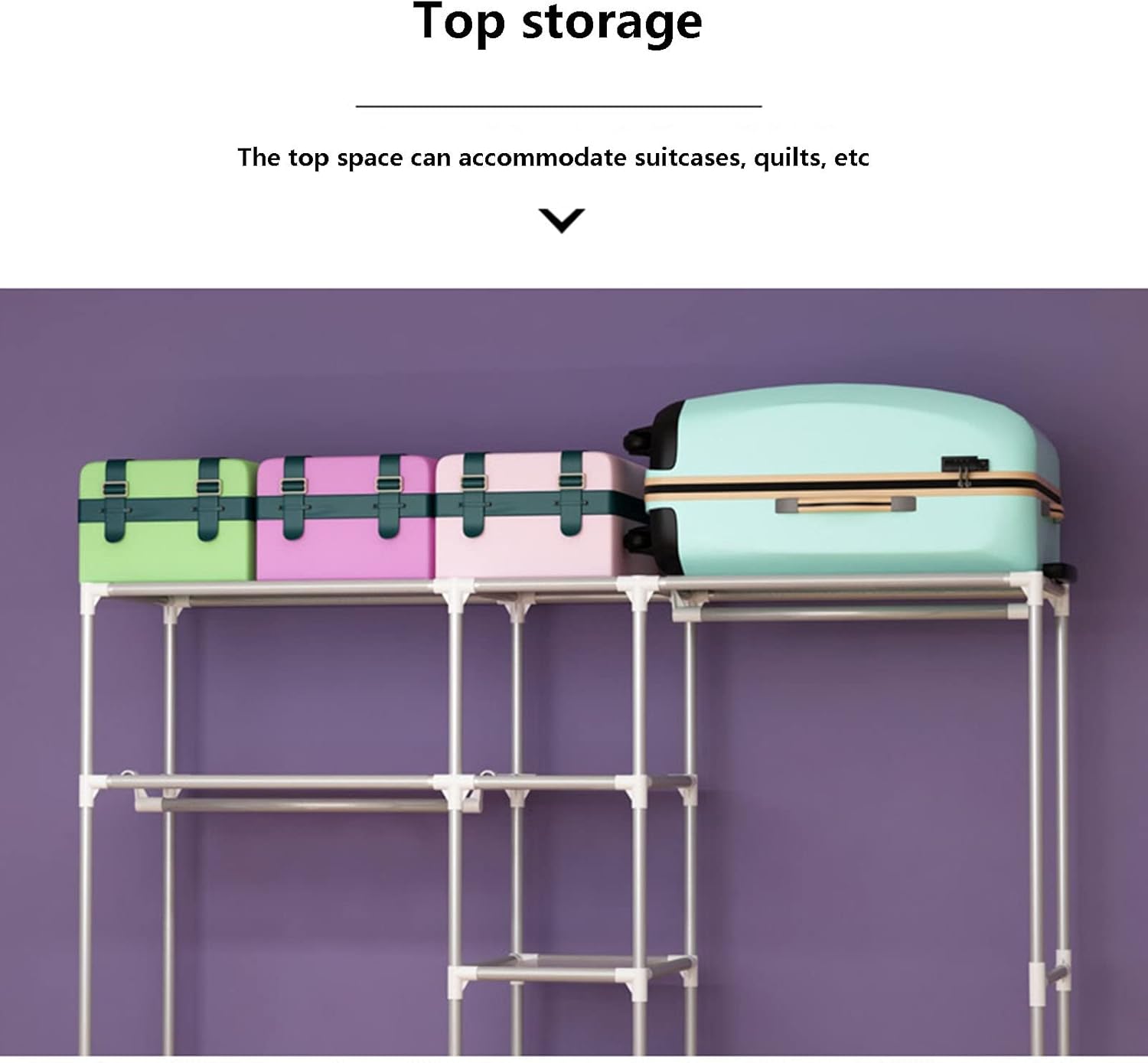 Foldable Closet Bedroom Rental House Portable Wardrobe for Clothes, Bags, Shoes Canvas Wardrobe Metal Frame with Hanging Rail (Color : D, Size : 128x45x168cm)