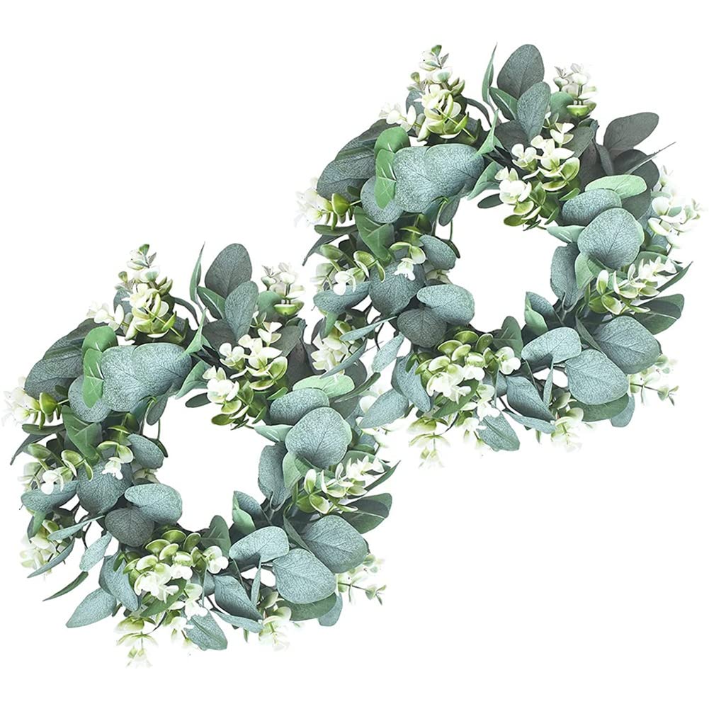 Plouluyt Green Eucalyptus Wreath Round Wreath Artificial Wreath Farmhouse Wreath For Door Wall,12Inch/Pc