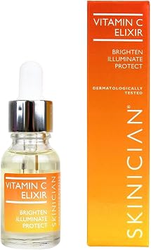 SKINICIAN Vitamin C Elixir Anti-Wrinkle Serum, 15ml | Brightens face and reduces age spots & fine lines. Collagen-boosting serum with Avocado Oil.