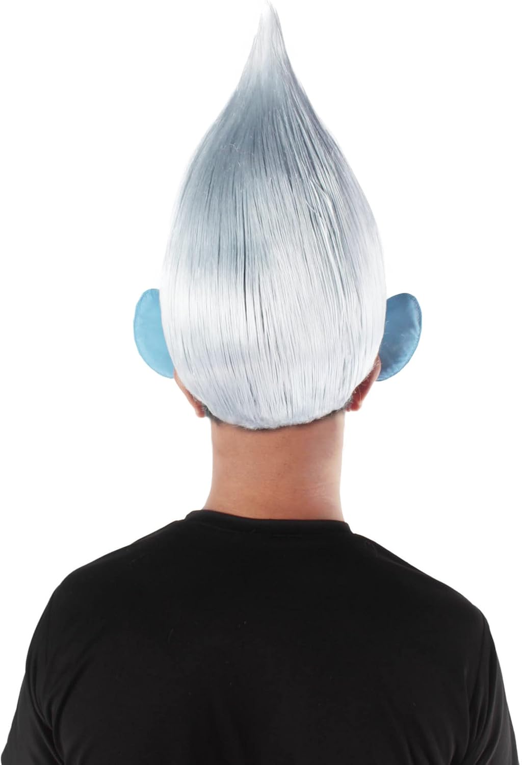 HPO Adult Unisex Pointy Fairy Yellow Color Troll Wig with Blue Ears, Perfect for Festivals and Halloween, Breathable Capless Cap, Flame-retardant Synthetic Fiber