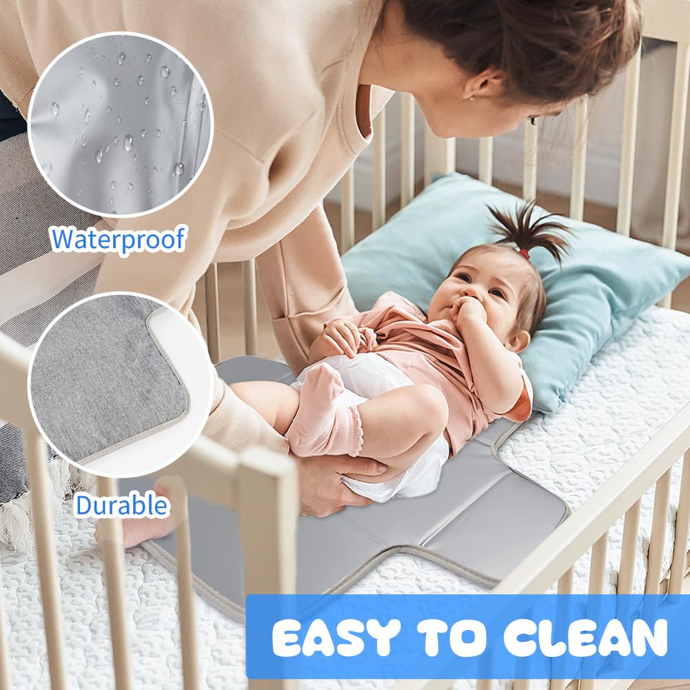 Cambiador Bebé Pañales Portátil Impermeable, Reutilizable Almohadillas para Cambiar Pañales con Bolsa de Almacenamiento Desmontable, Cambiador Bebé Viaje Plegable para Niños y Niñas