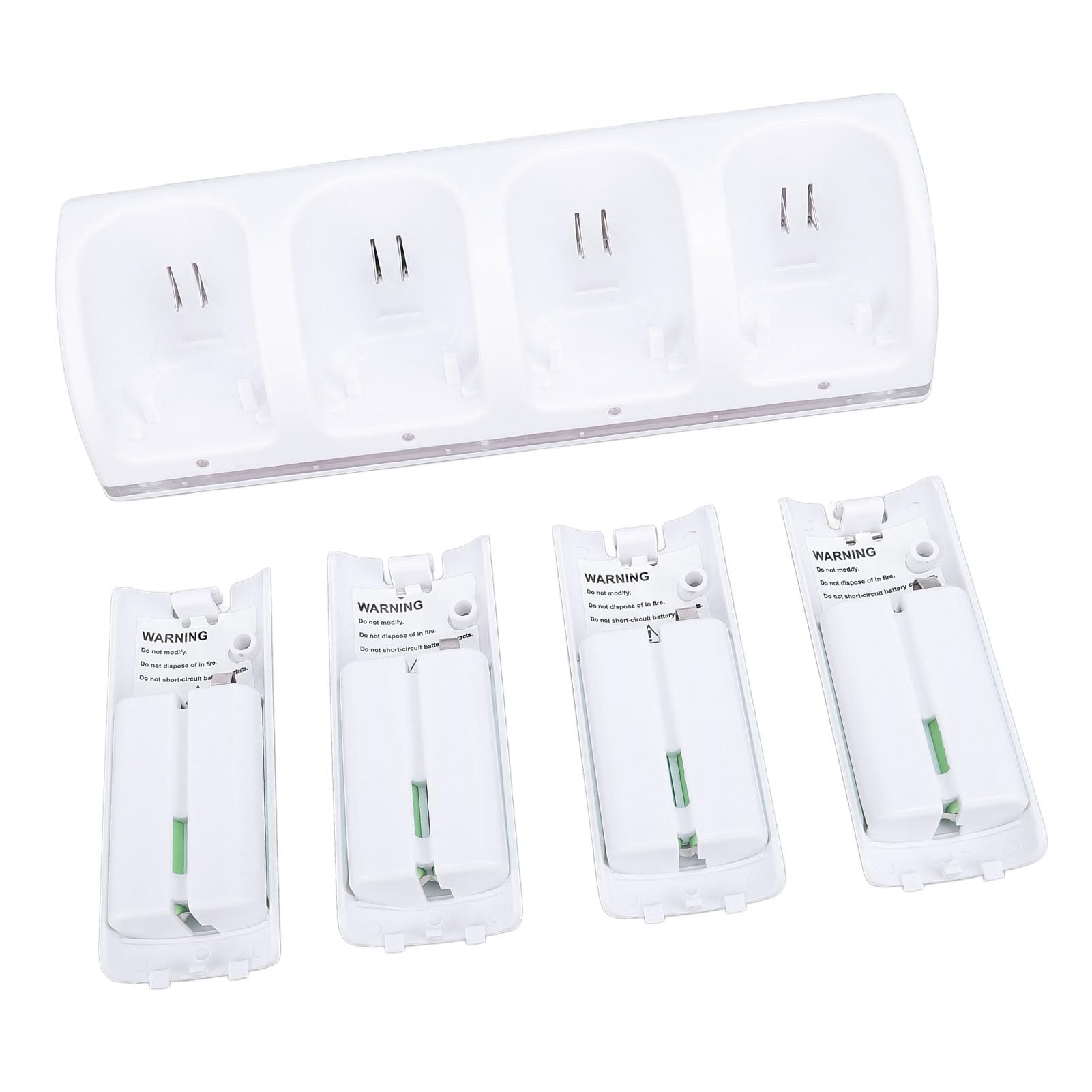 Wakects Zdalna Stacja ładująca, Stacja ładująca Kontroler ABS z 4 Akumulatorami 2800 MAh, ładowanie 5 V, Konfiguracja 4 Kontrolerów dla Rodzinnych Pokoi Gier i Graczy (WHITE)