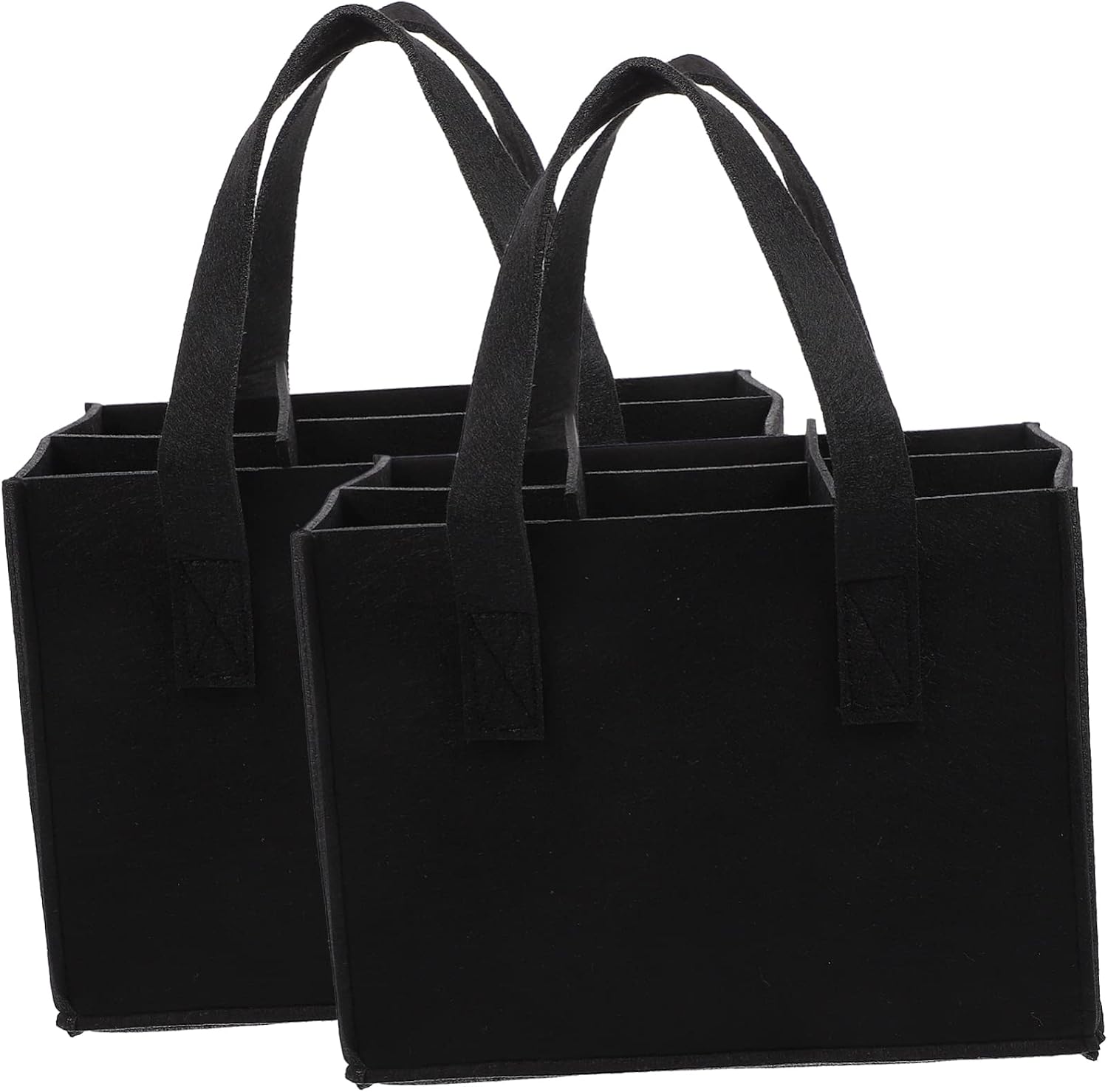 SOLUSTRE 2Pcs Wine Carrier Tote Pouch with Compartments Felt Wine Storage Bag Flexible Divider for Travel and Picnic Convenient Handle Design for Beer and