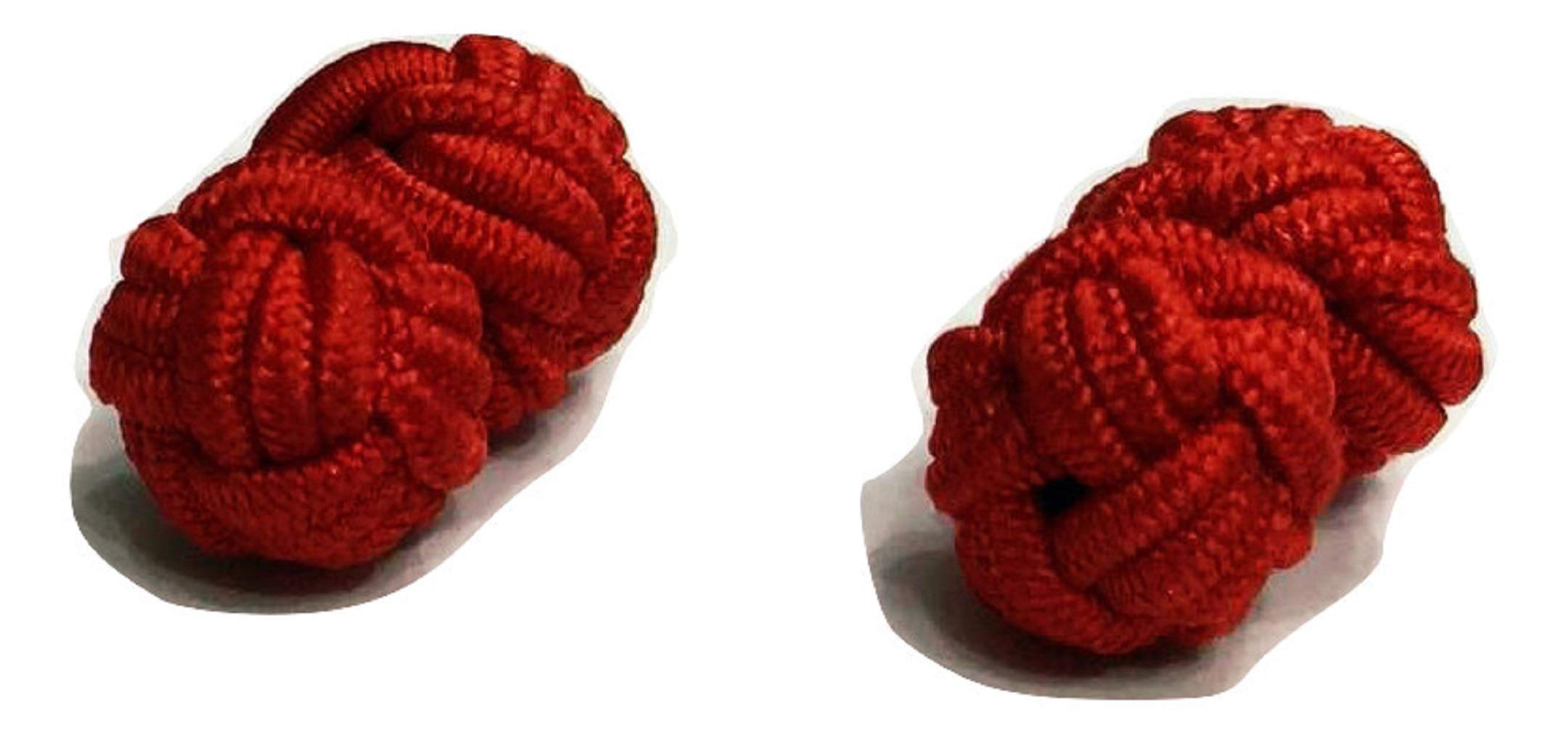 L&L® Men's Premium Plain Knitted Knot Cufflinks Wedding Casual Business Suit (Red)