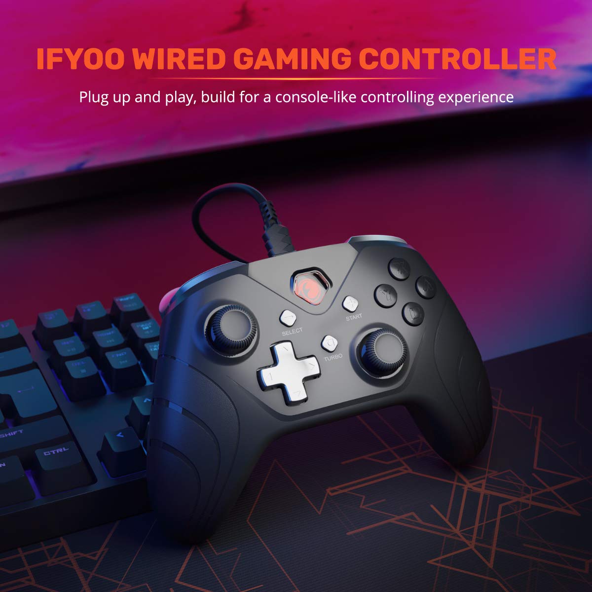 IFYOO XONE Wired PC Controller USB Gaming Gamepad Joystick For Computer & Laptop (Windows 10/8/7/XP, Steam) | Android | PS3 | Switch - [3.2M Detachable USB Cable]