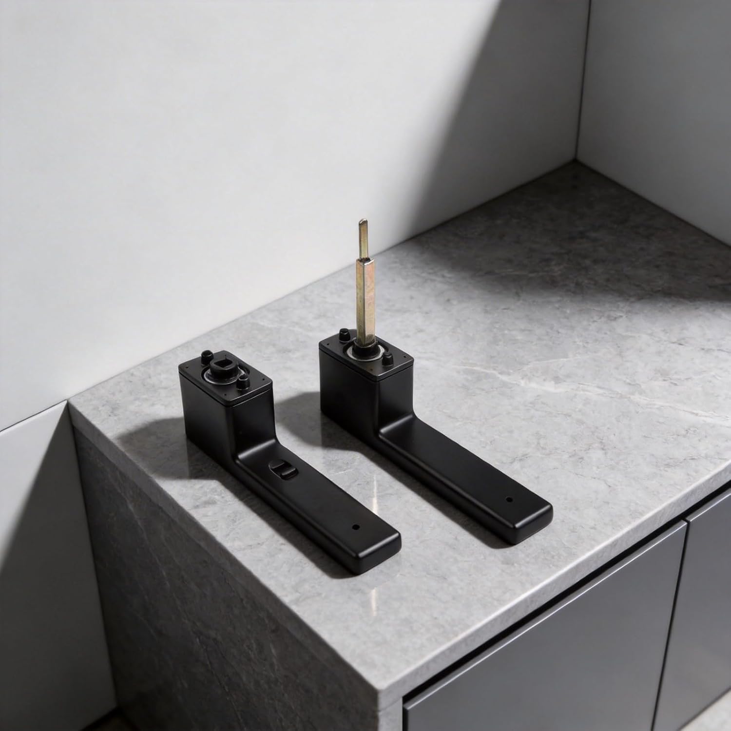 Zinc Alloy Silent Door Lock Interior & Bedroom Doors – Minimalist Integrated Lock with Suction Mechanism, Operation, Keyless Entry, 158 x 32 x 52 mm, Black/Grey/White(Black)