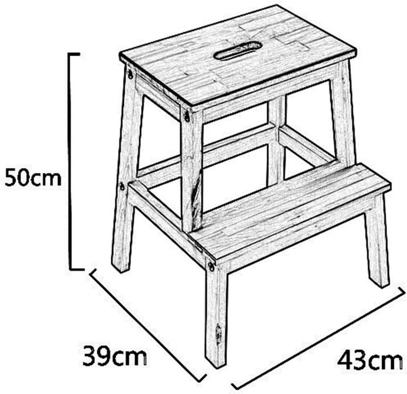 Footstool, Folding Steps Solid Wood Ladder Stool Multifunctional Footstool Living Room Changing Shoes Stool and Step Stools with 3 Steps (Color : Wood Color)