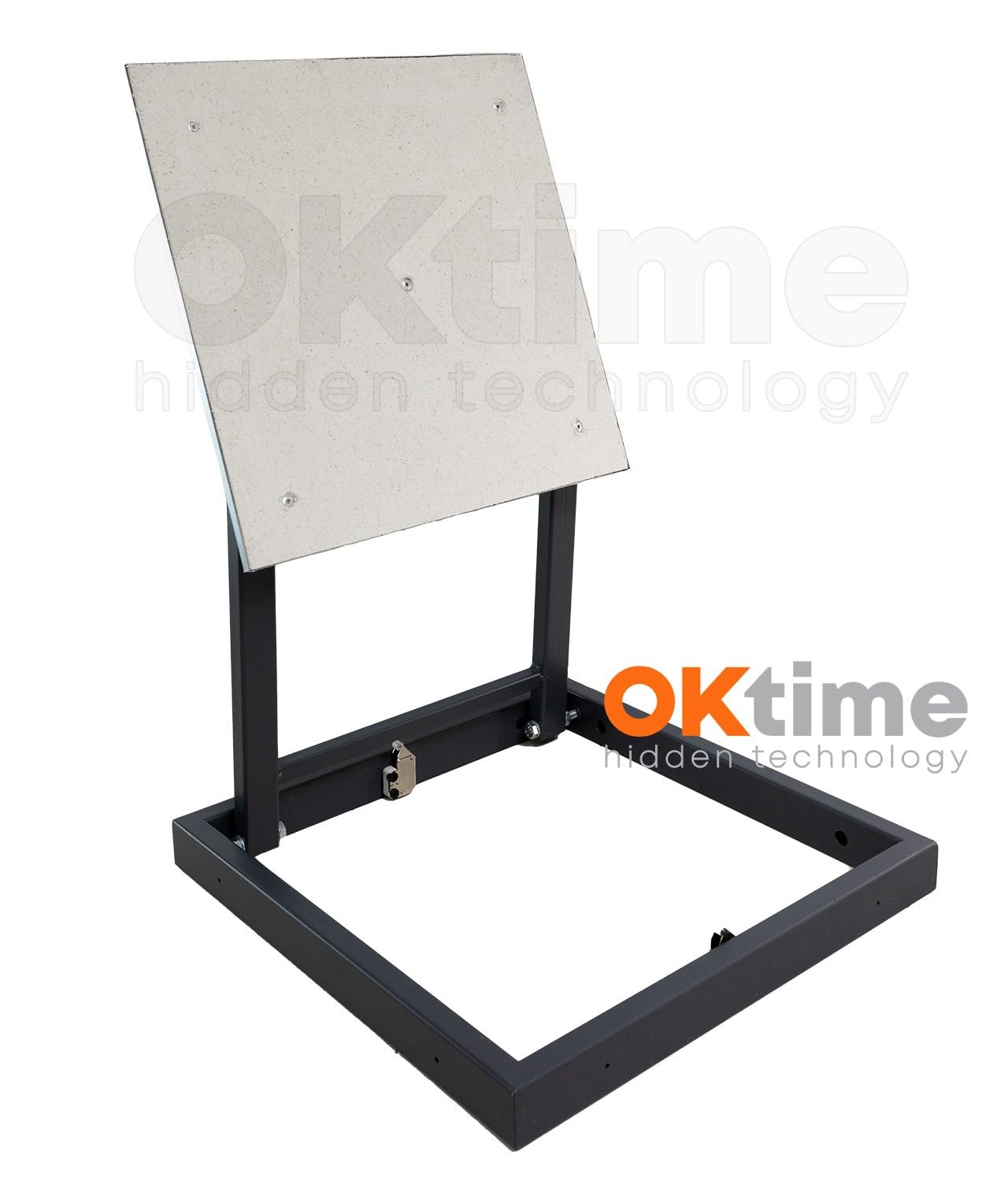 Tapa de registro alicatable OK Time 50 x 50 cm – marco de acero con placa de cartón yeso hidrófugo – apertura push-to-open Click-Clack – acceso oculto para fontanería e instalaciones en el baño