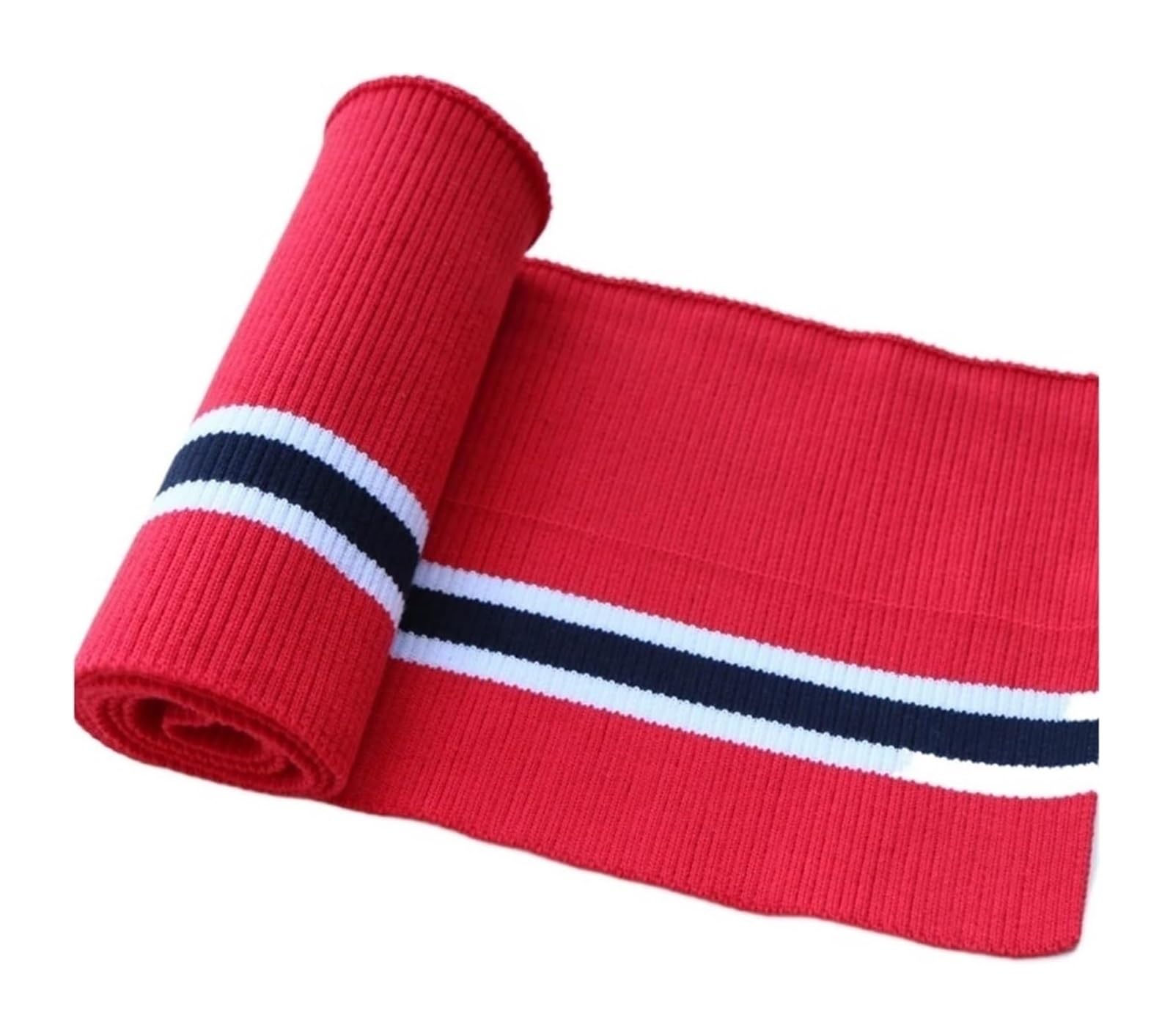 Knit Cuff, Cotton Spandex Elastic Ribbed Cuffs Stretch Knit Multicolor 80cm X 15cm(Red)