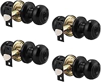 Vista 17 de Probrico (Paquete de 6) Perillas de puerta de entrada redondas de níquel satinado con llave, manijas de puerta interior/exterior para dormitorio