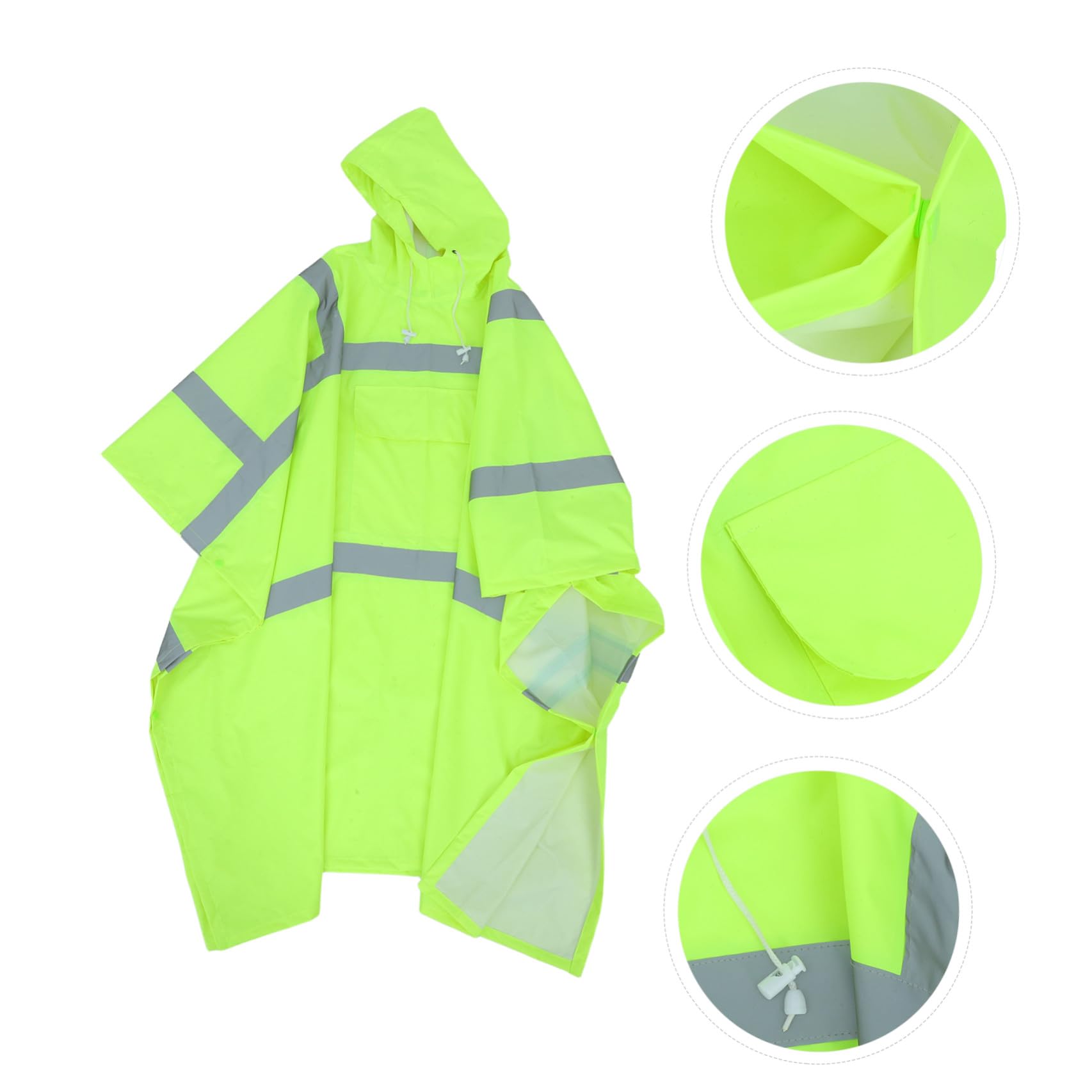 Poncho avec Capuche à Cordon, Tissu Polyester Taffetas Pluie Imperméable Haute Visibilité et Pvc, Coupe-vent et Réfléchissant pour Adultes pour Vélo et Déplacements Quotidiens