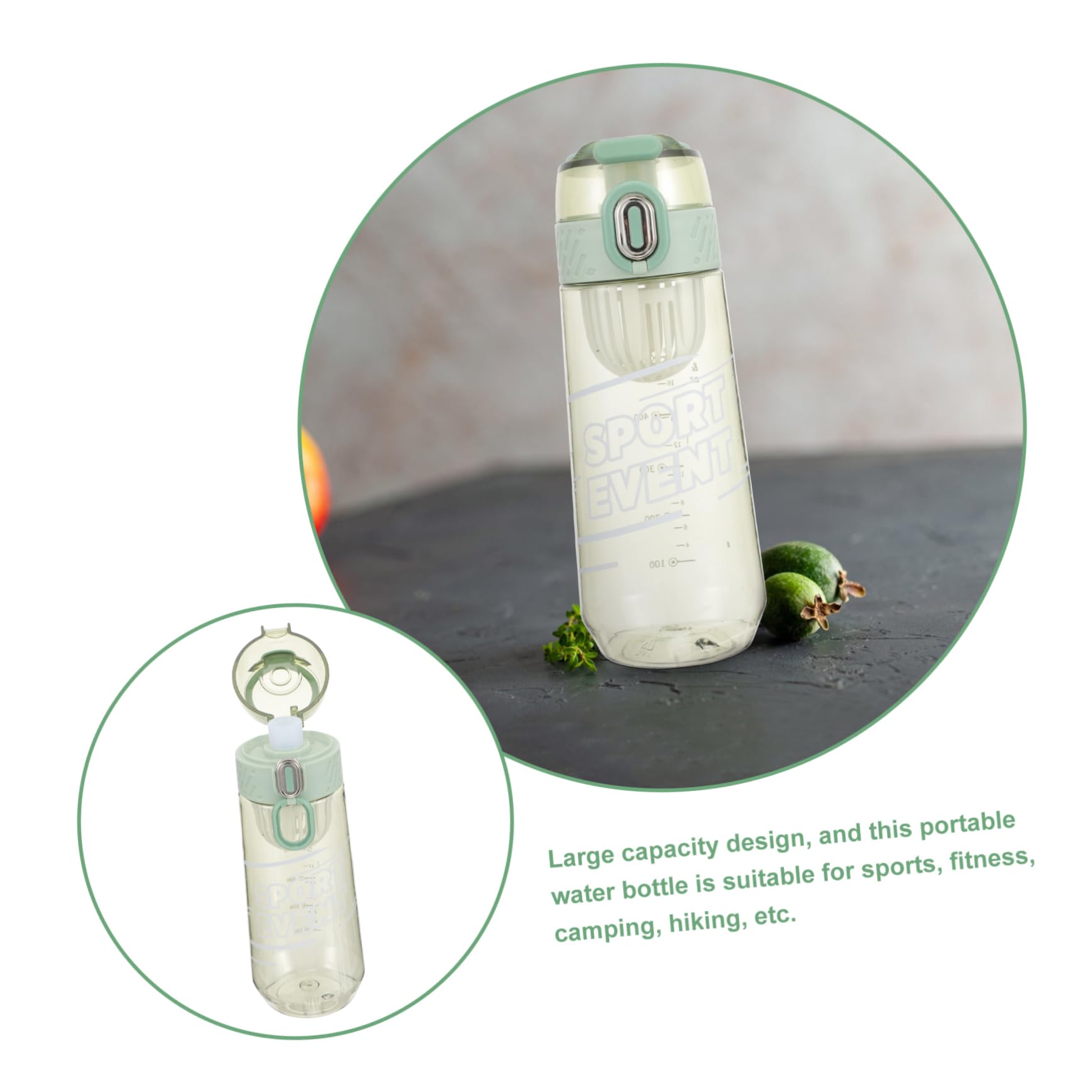 UPKOCH Sportpokal riesige Flasche Wasserflaschen Trinkflasche Verschüttungsflasche einfach tragbar Sportwasserflasche Wasserflasche für Fitness STK Light Green Wiederverwendbar