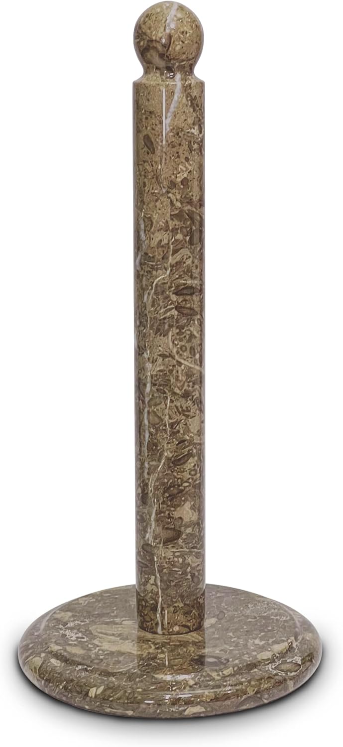 Handmade Fossil Grey Marble Paper Towel Holder – Natural Stone Stand with Subtle Fossil Patterns – Luxury Countertop Decor for Kitchen & Bathroom – Elegant Gift Idea