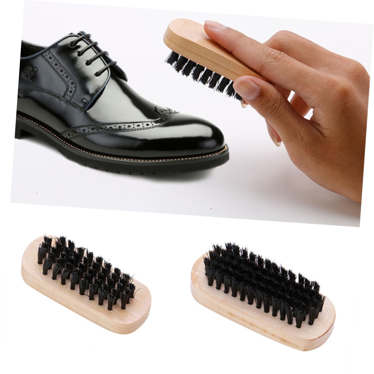 CALLARON 9 Piezas Cepillos de Cerdas de Caballo para Limpieza y Pulido de Zapatos Herramienta Portátil para Cuidado de Calzado