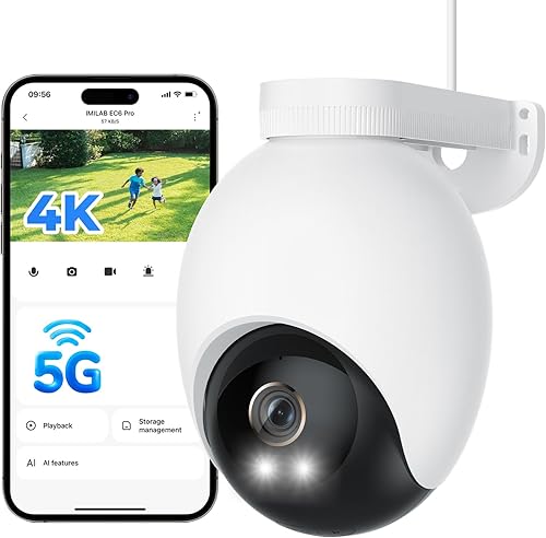 Miniatura 10 de IMILAB Cámara de Seguridad Enchufable EC6 3K para Exteriores: Cámara para Seguridad del Hogar con Foco y Vigilancia Giratoria de 360°, Cámara de