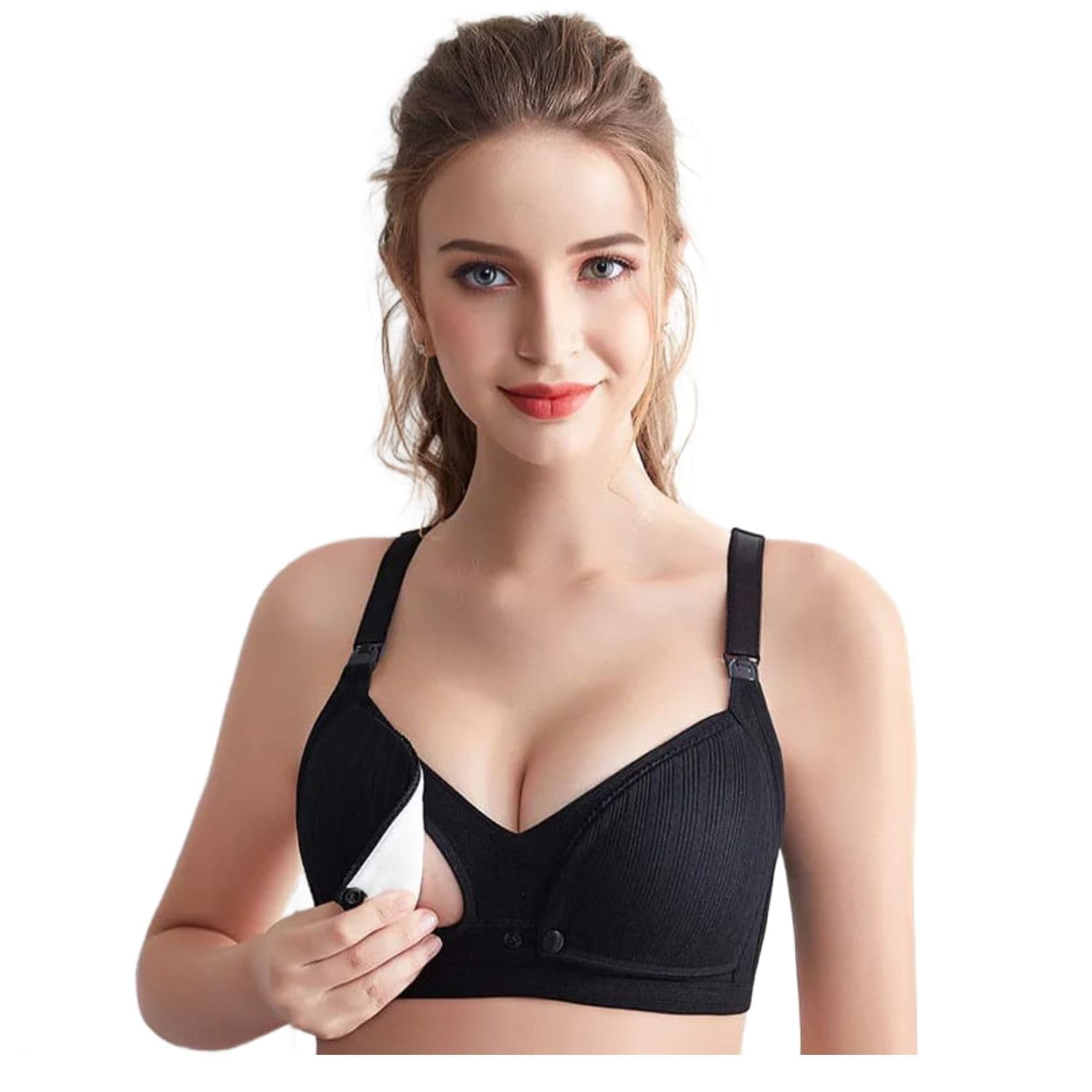 Colorscoop Smooth Cotton Black Nursing Bras for Women: Wireless Maternity Bralette with Pads & Extenders, Ultra Comfort for Breastfeeding and Full Coverage Support-image-0