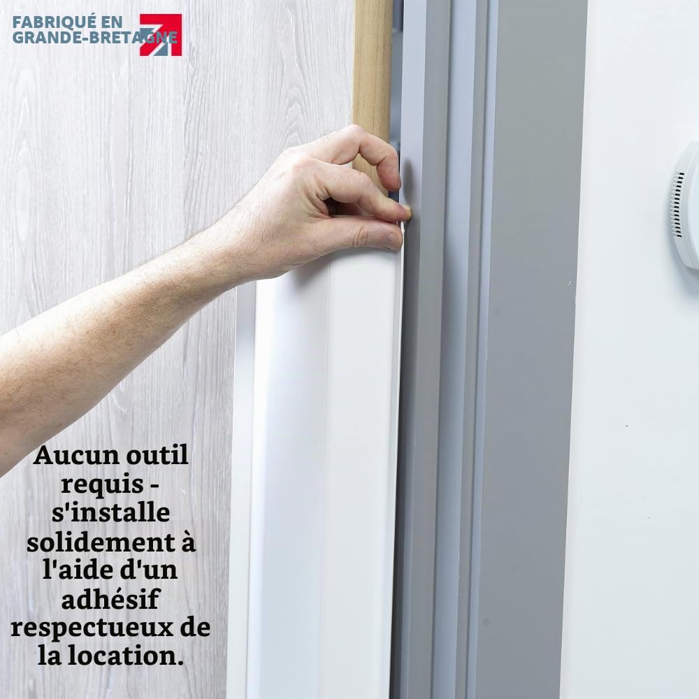 Protection Doigts pour Porte – Lot de 2 – Côté Charnière/Poussant – Blanc – 117 cm – Installation Sans Outils – Usage Domestique