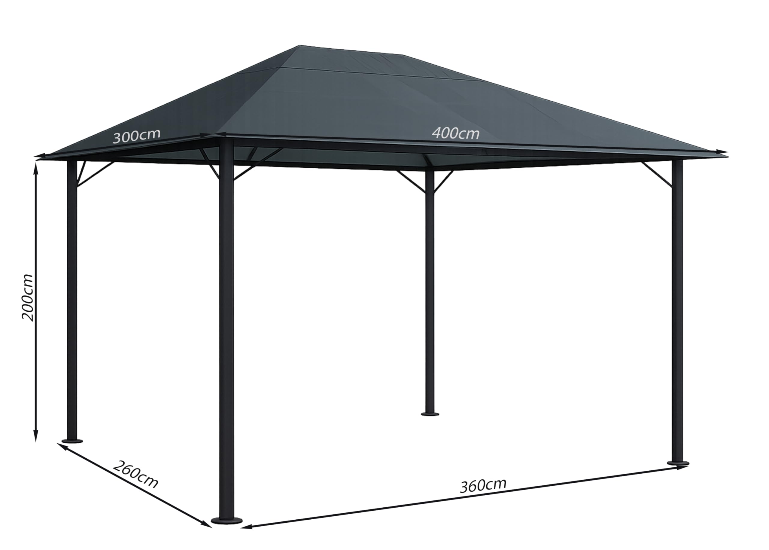 QUICK STAR Metalowy pawilon ogrodowy Nizza 3 x 4 m antyczny namiot imprezowy szary