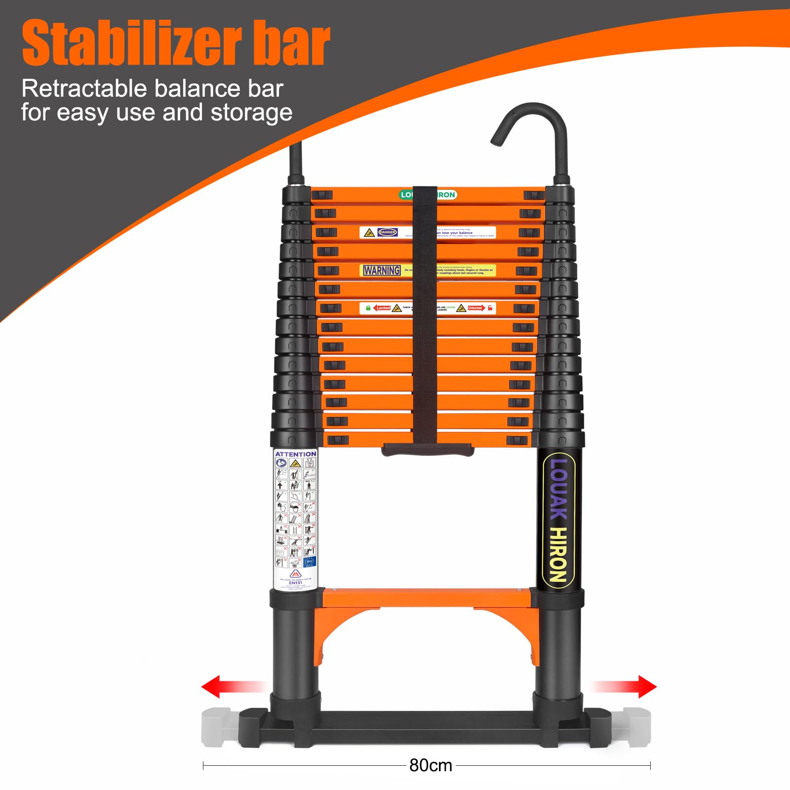 Escalera telescópica extensible plegable de 3,8 m, antideslizante, multiusos, para el hogar