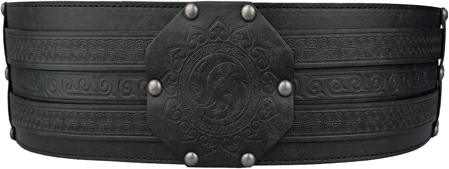 HiiFeuer Viking Wide Belt, Medieval Faux Leather Armor Belt, Knight Corset Belt, LARP Halloween Costume - Image 2