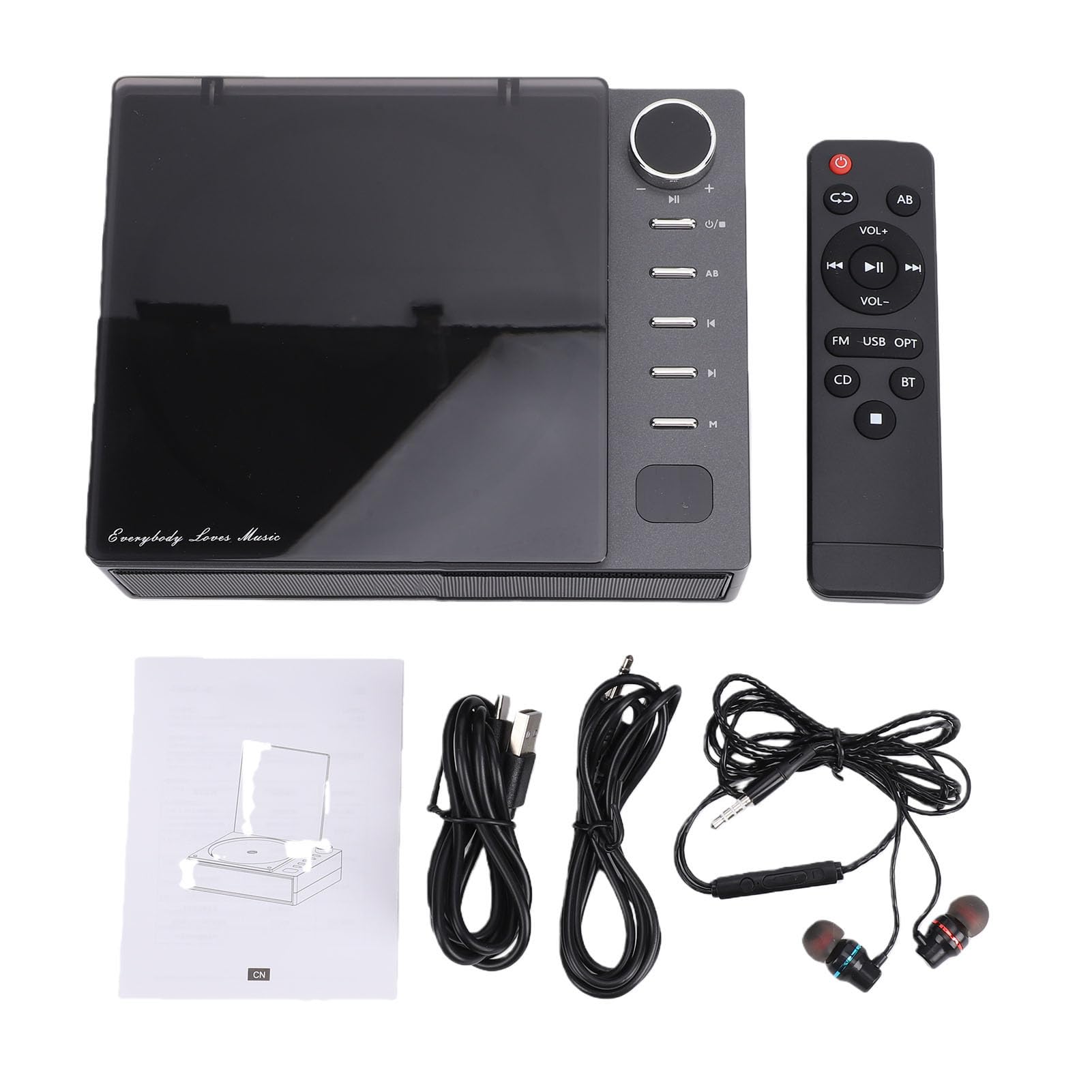LICAEVEY Lettore CD Portatile, Lettore CD Radio FM Bluetooth 5.1 con Telecomando, per la Riproduzione di Musica Yoga in Ufficio a Casa (BLACK)