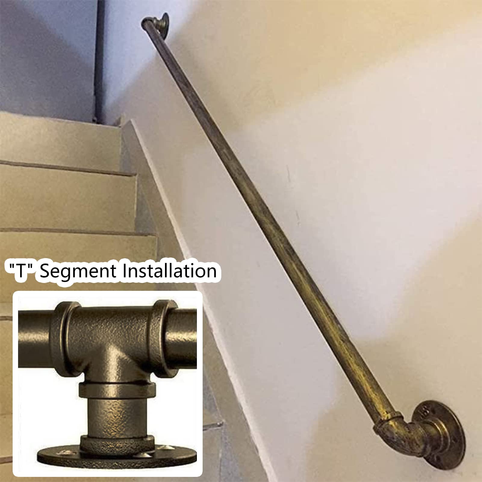 Barre d'appui murale en laiton – Barre de support antidérapante pour intérieur/extérieur, parfaite pour les couloirs, les lofts et les marches, disponible en tailles 1 m, 2 m, 4 m, 5 m, 6 m et 6 m