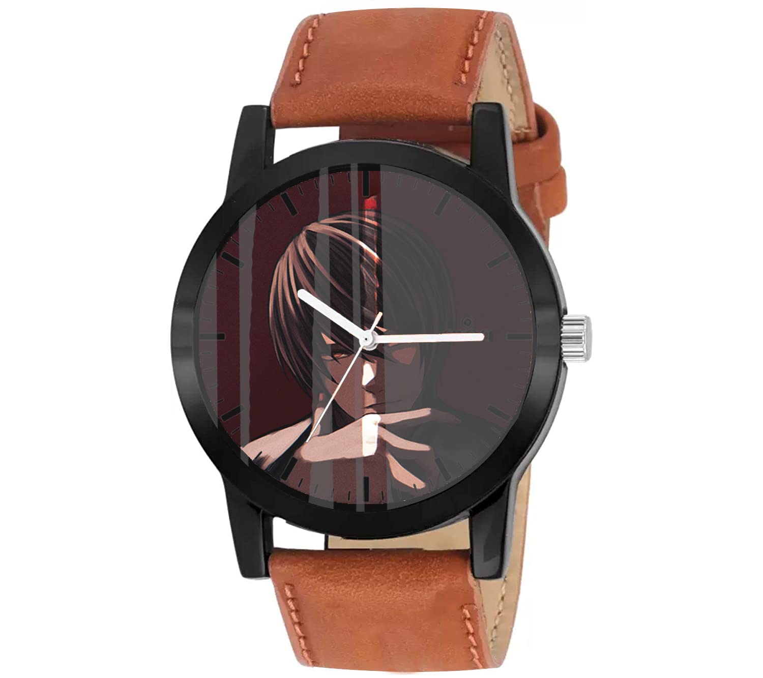 AROA Watch New Watch for Light Yagami Death Note Black Metal Type Analog Brown Strap Watch Black Dial for Men Stylish Watch for Boys (B0C1JZPRBT) Amazon Price History, Amazon Price Tracker