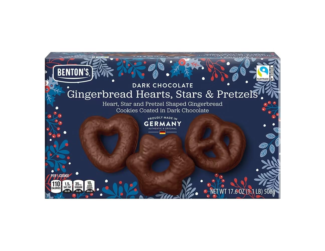 Winternacht Chocolate Covered Gingerbread Assortment (Schokoladen Lebkuchen Herzen Sterne Brezeln Zartbitter), 17.6 Ounces (500 grams) (Dark Chocolate)