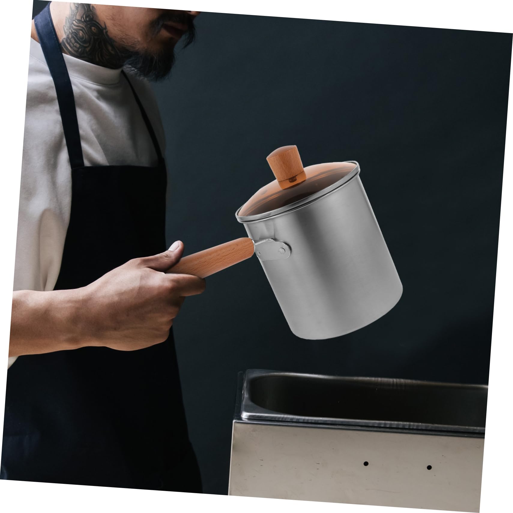 PRETYZOOM Stainless Steel Deep Fryer Pot Household Fryer for Chicken and Fries Oil Saving Design Ergonomic Handle Kitchen Essential for Easy Cleaning