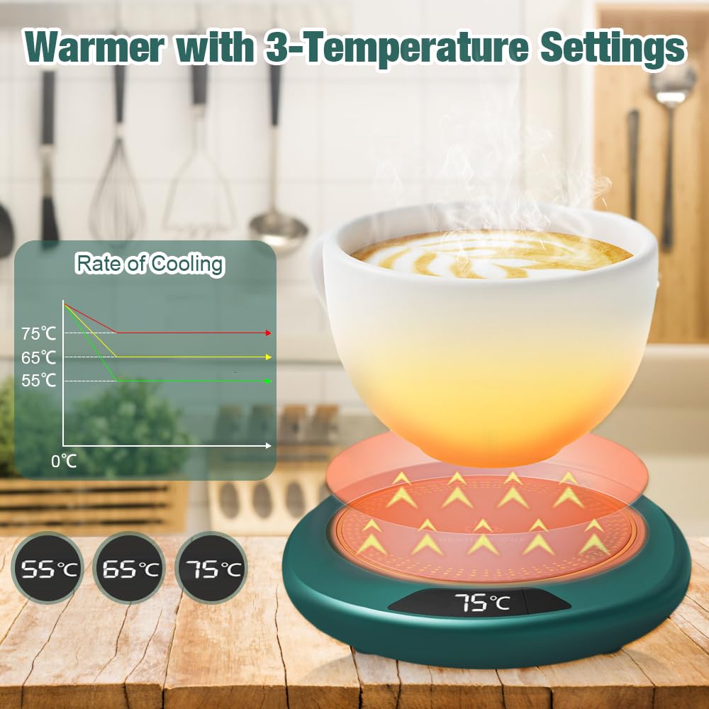 Mizikuu Calentador de Tazas de Café Eléctrico con 3 Ajustes de Temperatura y Desconexión Automática